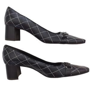 BRAZILIAN EXPLOSION by Gracienne Black Quilted Leather 2" Chunky Heel 39 US 8.5